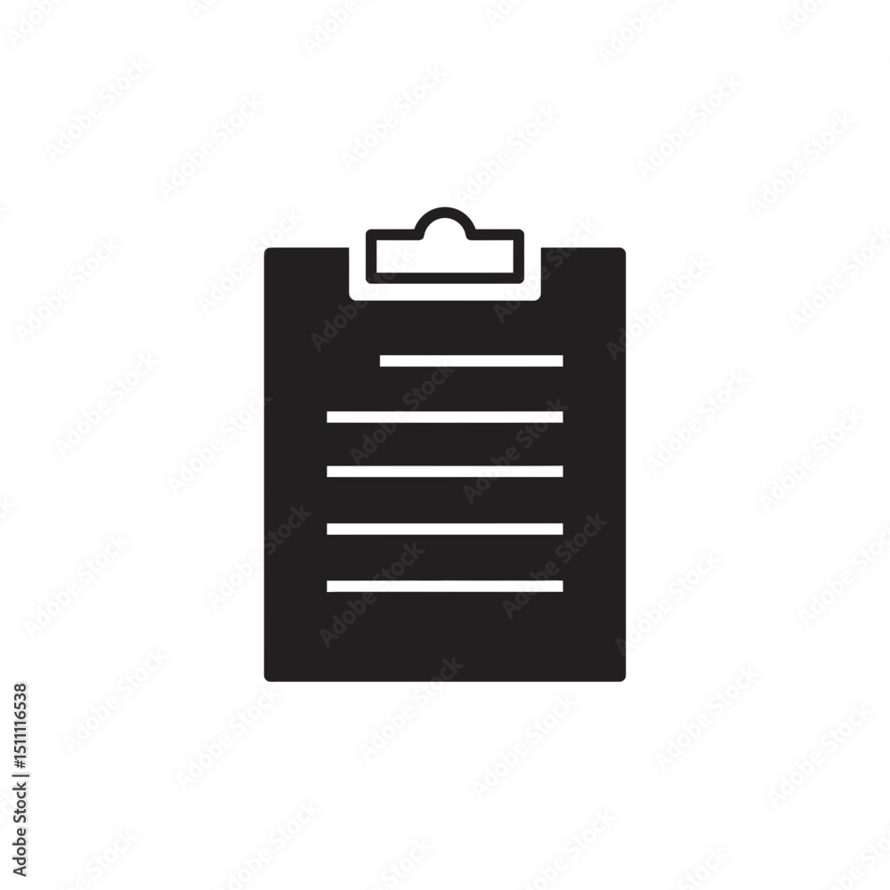 Black clipboard with blank paper for notes or checklist concept of icon Black clipboard with blank paper for notes or checklist concept of icon