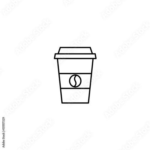 Black outline coffee cup icon on a white background  