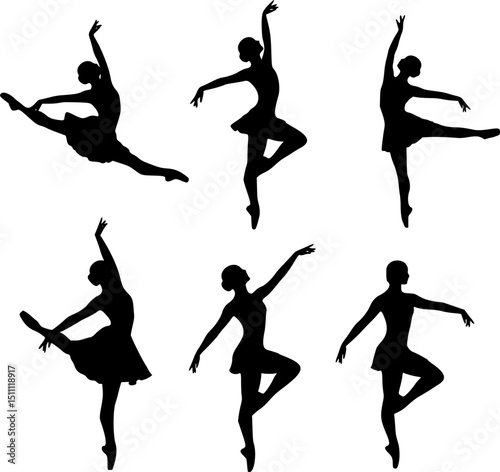 Ballerina. Six different vector ballet girls silhouettes. EPS 10 version.