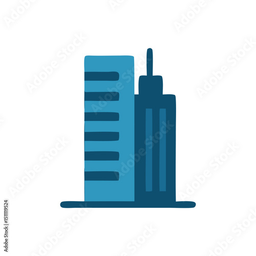 Building icon a simple cartoon depiction of a city skyline.