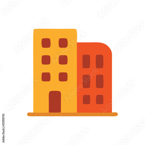 Building icon a simple cartoon depiction of a city skyline.