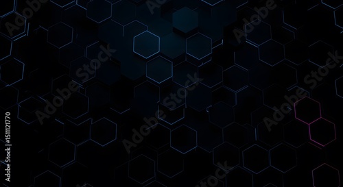 Abstract Hexagon Pattern with Neon Outlines