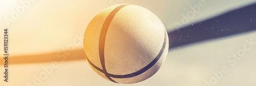 A basketball is sitting in a cloud of dust. The ball is gold and black. The dust is covering the ground and the ball photo