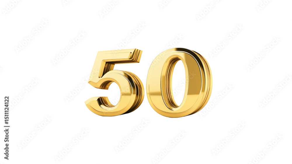 Golden 3D Number Fifty 50th Anniversary Celebration Graphic Golden 3D Number Fifty 50th Anniversary Celebration Graphic