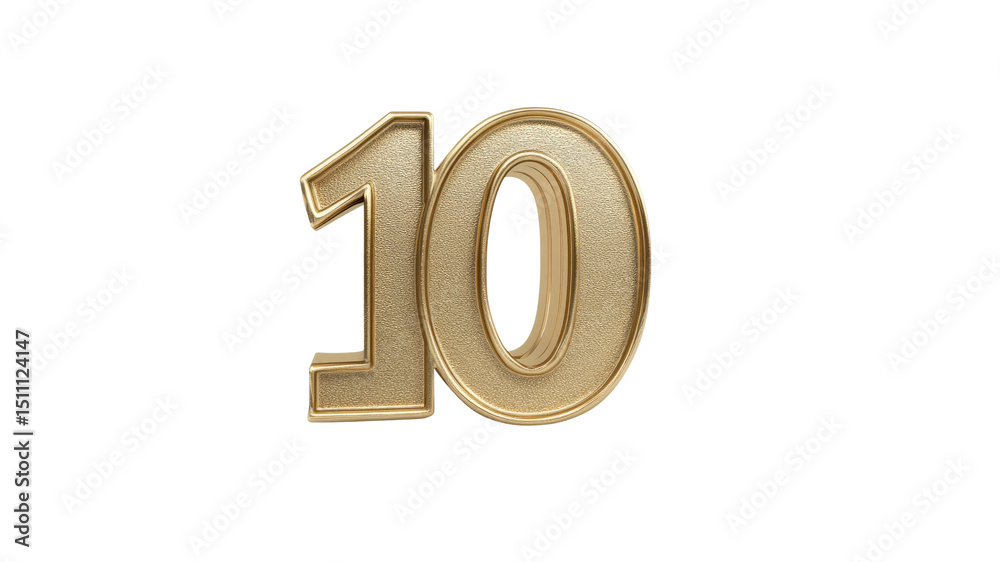 Gold Number Ten, 3D Rendered, Anniversary, Celebration Gold Number Ten, 3D Rendered, Anniversary, Celebration