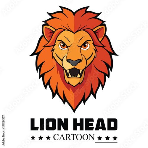 Fierce Lion Head Cartoon Illustration  Majestic, Powerful, and Bold Design