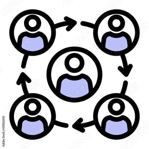 Collaborative Team Icon - Color Lineal Style for Group Work. (Color Lineal Style)