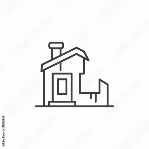 small house fence icon sign vector