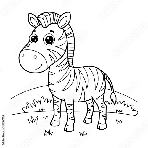 zebra horse drawing illustration for kids coloring book