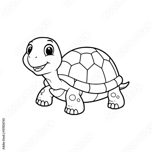 Turtle drawing illustration for kids coloring book