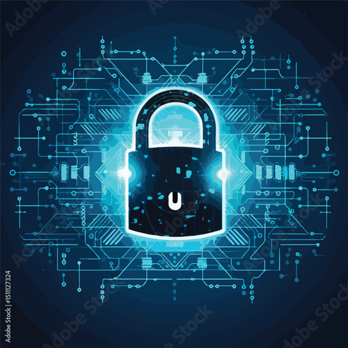 Professional Cyber Security Padlock Message Privacy Vector Illustration for Web Security Concepts