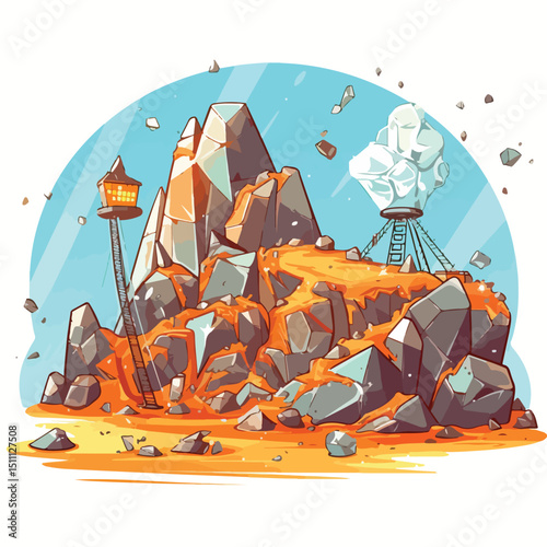 Illustration of Diamonds Mining Cartoons for Education and Learning Materials
