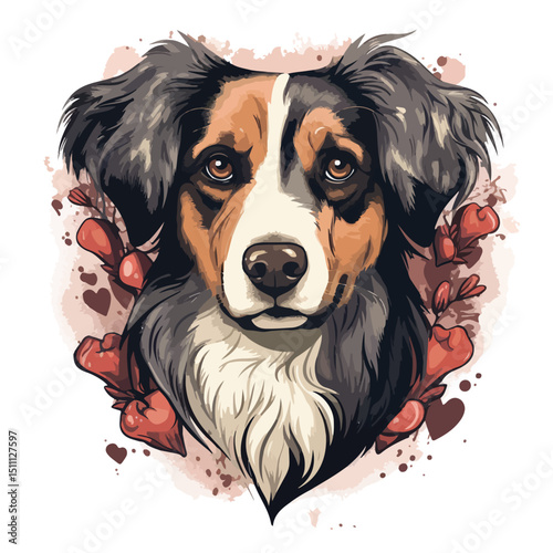 Heartwarming Dog Inside Heart Vector Illustration: Ideal for Pet Lovers and Charity Organizations
