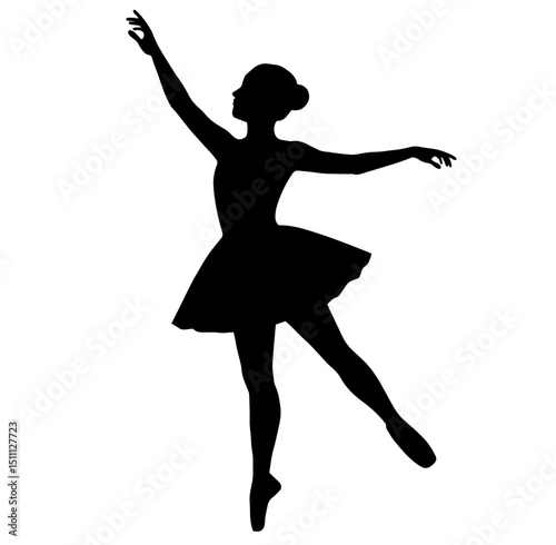 Silhouette of Ballerina Performing on Stage in Black Swan Role – Ballet Theater, Classical Dance, Artistic Expression, Performance Art, Elegance and Grace in Motion

