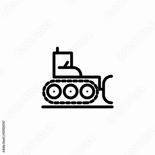 tracked digger icon sign vector