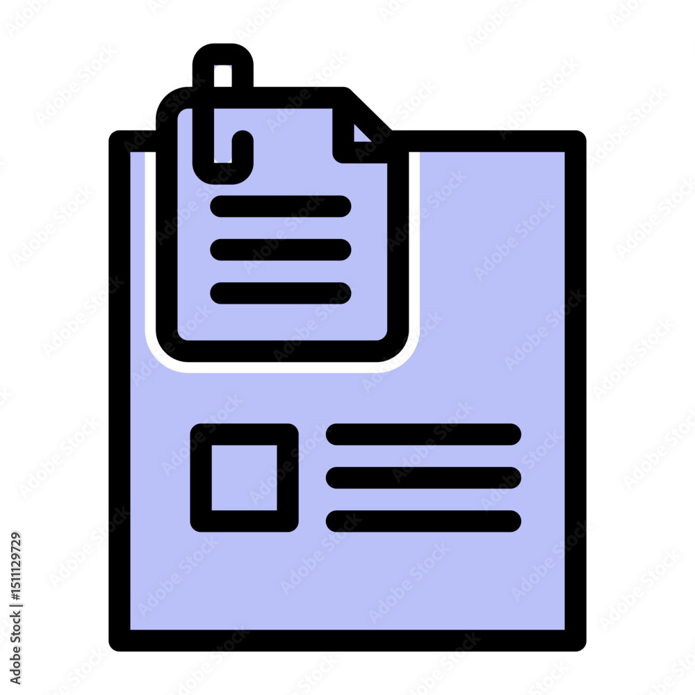 Fototapeta premium Reminder Sticky Note Icon - Solid Color Lineal Style for Quick Notes. (Solid Color Lineal Style)