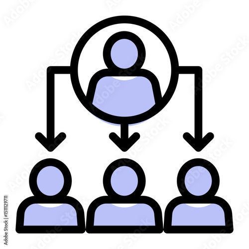Organizational Hierarchy Icon - Solid Color Lineal Style for Business Structure. (Solid Color Lineal Style)