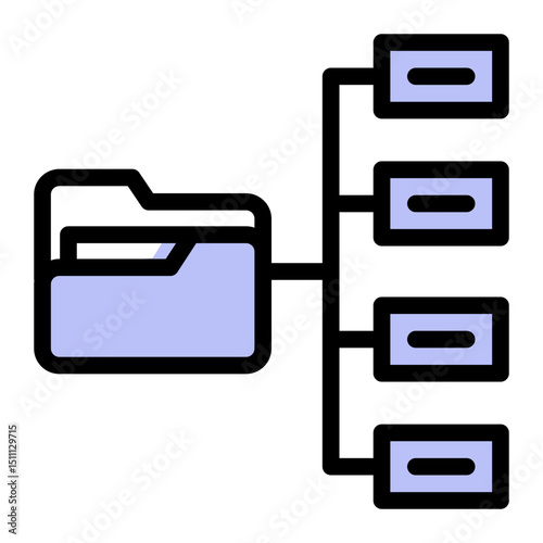 Hierarchical Folder Icon - Solid Color Lineal Style for File Organization. (Solid Color Lineal Style)