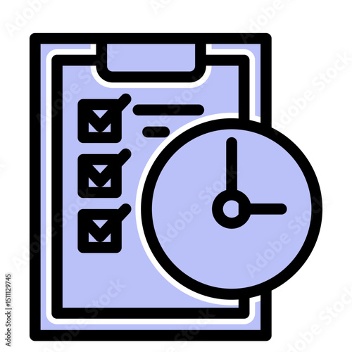 Task Clipboard Icon - Solid Color Lineal Style for Checklists. (Solid Color Lineal Style)