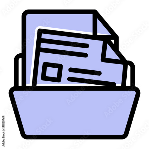 File Storage Icon - Solid Color Lineal Style for Document Management. (Solid Color Lineal Style)