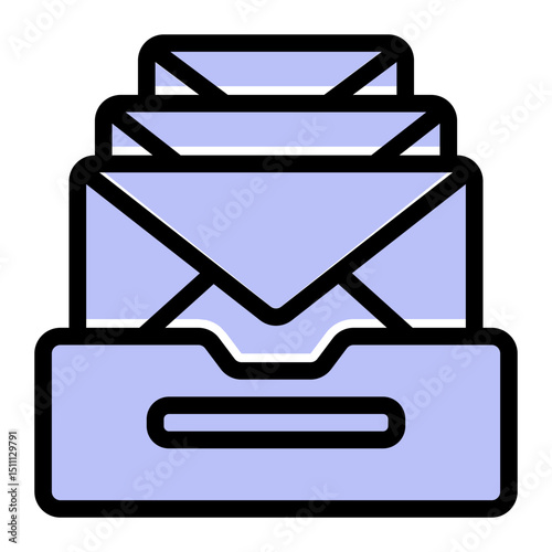 Email Inbox Icon - Solid Color Lineal Style for Digital Communication. (Solid Color Lineal Style)
