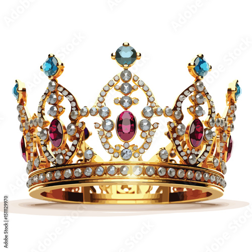 Luxurious Jeweled Crown Icon Vector Illustration for Regal Designs and Royal Concepts