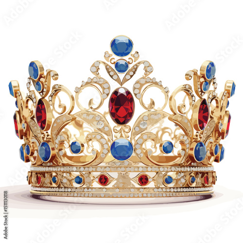 Elegant Luxury Crown with Shimmering Diamonds Stock Vector Illustration