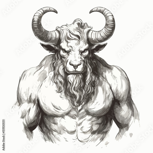 Majestic Minotaur: A Greek Mythological Creature Legend EPS Image for Designs