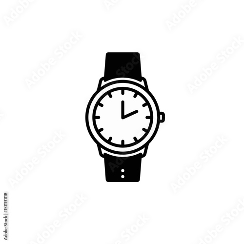 Classic wristwatch illustration with simple black design