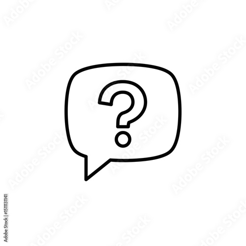 Outline of speech bubble with question mark as concept of icon  