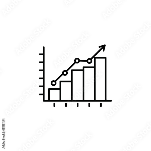 Line chart showing upward trend with bars and markers for data visualization  