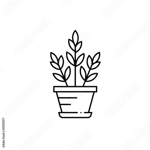 Indoor plant in a pot drawn in minimalist style for decoration  