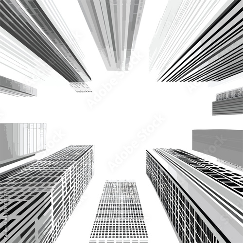Urban Cityscape Skyscrapers Perspective View from Below - Architecture Stock Image