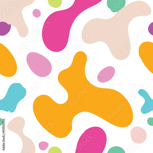Vibrant Abstract Blob and Organic Shape Seamless Pattern
