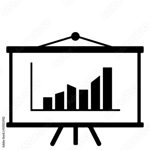 A presentation board displaying a bar graph showing upward trend.