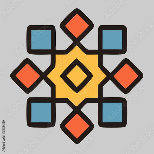 Geometric Islamic art icon vector with colorful pattern, great for Islamic design, architecture, and spiritual symbols.