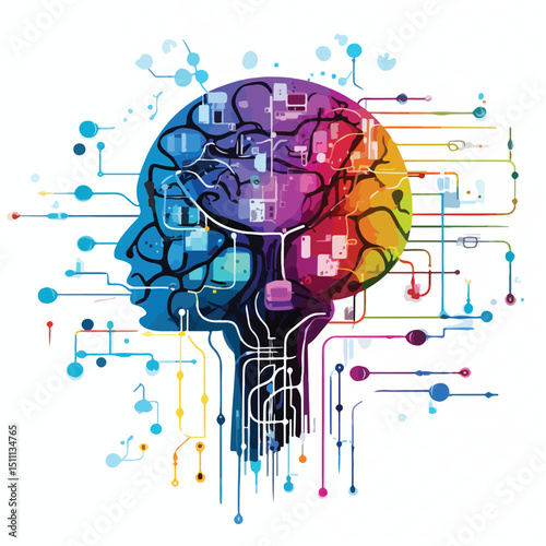 Abstract Silhouette Color Sections on White Background for Creative Designs