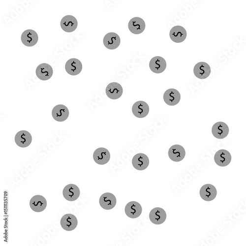 Dot grid pattern. Spherical silver element. Vector metal texture. White background layout.