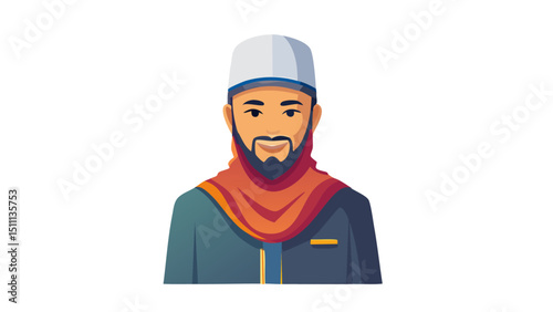 Minimalist Muslim Male Profile Vector
