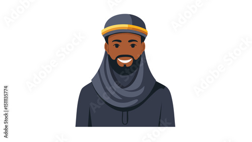 Basic Islamic Man Headshot Illustration
