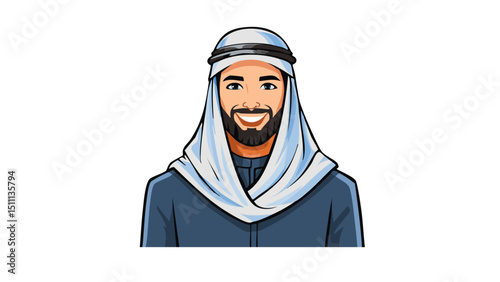 Clean Line Islamic Man Portrait Design
