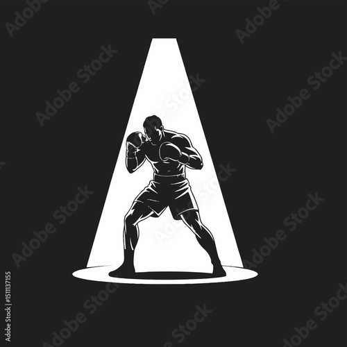 a boxer stand with pose vector silhouette 