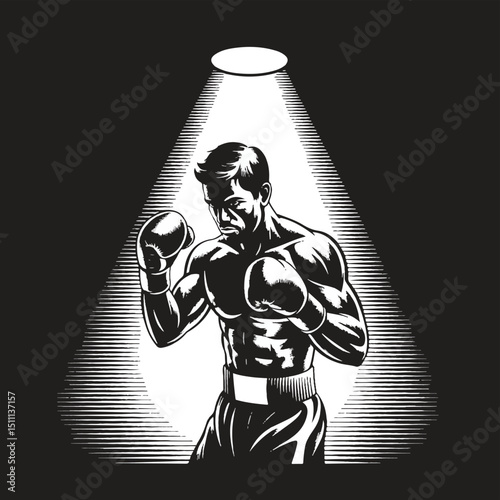 a boxer stand with pose vector silhouette 
