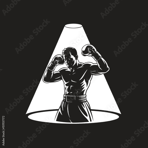 a boxer stand with pose vector silhouette 
