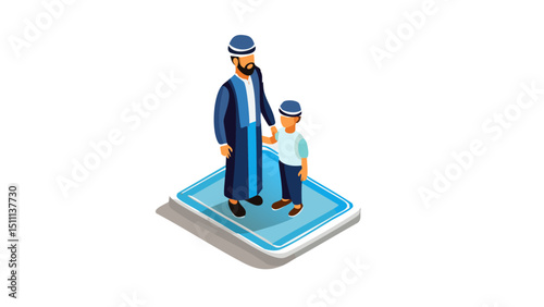Father and Son Sharing Faith Illustration
