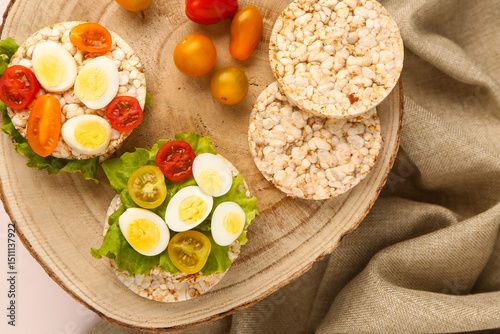 Rice crackers with quail eg...