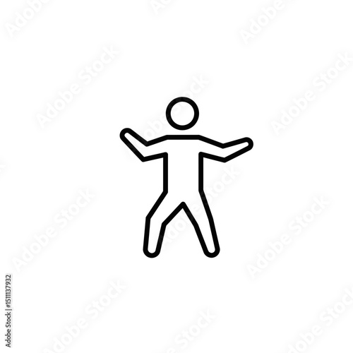 Outline of a person with arms raised in celebration or movement concept  