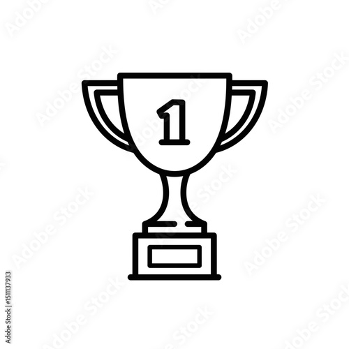 Trophy symbol with number one award for achievement icon  