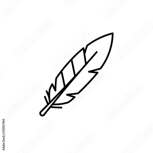 Feather icon in simple outline design on white background  