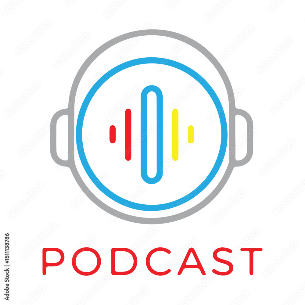 Obraz premium Podcast headphone icon logo design for branding